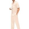 Matching Pajamas for Couples Satin Short Sleeve Sleepwear Women/Men Silk Soft Button Down Nightwear 2 Pcs Loungewear