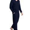 Men's Long Sleeve Pajama Set Soft Lightweight 2-Piece Sleepwear V-Neck Pjs for Nightwear Home Lounge with Pockets
