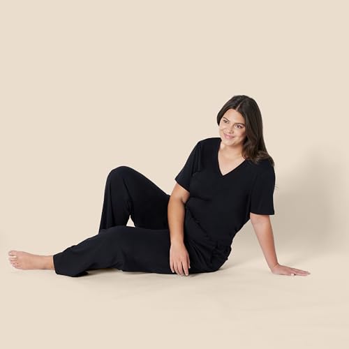 Women's Soft Cotton Blend Short Sleeve T-Shirt and Pant Sleepwear Set