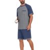 Mens Pajamas Set Lightweight Summer Pjs Sleepwear Soft Comfy Short Sleeve Loungewear Print With Pocket (S-4XL)