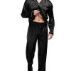 Mens Silk Satin Pajamas Set Long Sleeve Sleepwear Button-Down Pj Two-piece Loungewear with Long Pants S-XXL