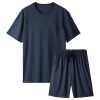 Mens Pajama Set Summer Pjs Sleepwear Short Sleeve Shirts Soft Lightweight Sleep Sets with Pockets S-2XL
