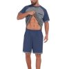 Mens Pajamas Set Lightweight Summer Pjs Sleepwear Soft Comfy Short Sleeve Loungewear Print With Pocket (S-4XL)