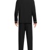Men Pajamas Set Comfy Modal Pjs Button Down Sleepwear 2 Piece Long Sleeve Lounge Set Soft Nightwear with Pockets
