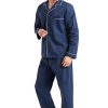 Men’s Cotton Pajama Set, Long Sleeve Button-Down Woven Sleepwear