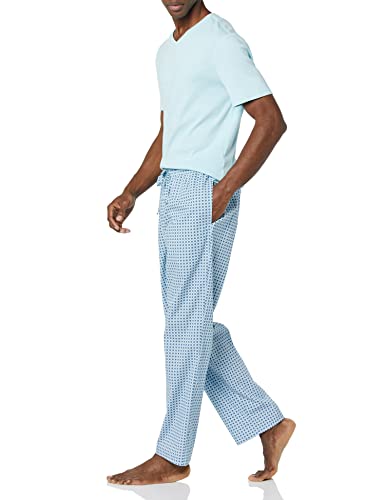 Men's Cotton Poplin Pant with Cotton Jersey T-Shirt Pajama Set