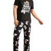 Men's 2 Piece Summer Pajama Sets Crew Neck Graphic Tees with Long Pants Loungewear