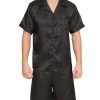 Men's 2 Piece Satin Silk Pajama Sets Leopard Button Down Shirts and Shorts Cheetah Loungewear Sleepwear Pjs