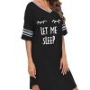 Sleep Shirts for Women Short Sleeve Cotton Novelty Night Shirts V Neck Oversized Nightgowns Cute Printed Nightdress