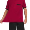 Men Modal Pajamas Set Comfy Sleepwear Short Sleeve Pjs Set Soft 2 Piece Lounge Set Cozy Nightwear with Pockets