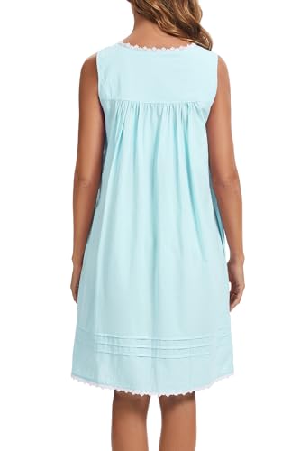 100% Cotton Nightgowns for Women Sleeveless Night Gown with Pockets