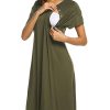 Women’s Nursing/Delivery/Labor/Hospital Nightdress Short Sleeve Maternity Nightgown with Button S-XXL