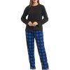 Matching Pjs for Couples,Plaid Pajama Set for Women and Men Soft Warm Fleece Shirt and Pants Sleepwear Set