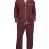 Mens 100% Cotton Pajamas Set Long Sleeve Sleepwear Button Down Pjs Loungewear with Pockets