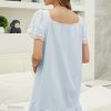 Cotton Nightgown for Women Short/Long Sleeve Princess Nightdress Victorian Nightwear Lace Ruffled Nighties with Bow