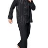 Pajamas Set Mens Silk Satin Pajamas Long Sleeve Loungewear Two-Piece Sleepwear Button-Down Pj Set S-XXXXL