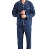 Men’s Cotton Pajama Set, Long Sleeve Button-Down Woven Sleepwear