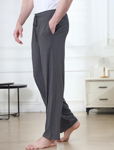 Men's Lightweight Pajama Pants Soft Lounge Sleep Joggers Adjustable Drawstring & Pockets All-Season Sleepwear