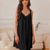 Women's Satin Silk Nightgown V Neck Sexy Nightdress Tank Sleeveless Sleepshirt Lace Sleep Dress Nightwear S-XXXL