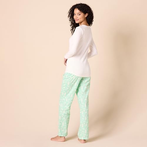 Women's Lightweight Flannel Pant and Long-Sleeve T-Shirt Sleep Set