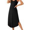 Women's Sleeveless Long Nightdress Scoop Neck Full Slip Nightshirt Loungewear Sleepdress