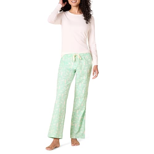 Women's Lightweight Flannel Pant and Long-Sleeve T-Shirt Sleep Set