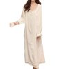 Women Young Lady Modal Long Sleeve Nightdress Soft Princess Nightgown Pajamas