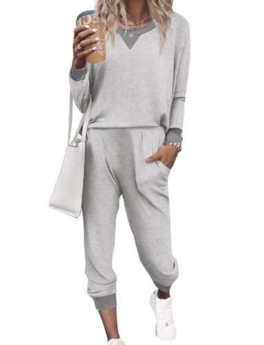 Pajamas Set Long Sleeve Pj Sets 2 Piece Jogger Pajama Sets Soft Sleepwear Loungewear for Women