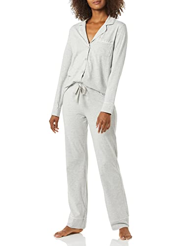womens Cotton Modal Long-Sleeve Shirt and Full-Length Bottom Pajama Set