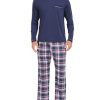 Men's Plaid Pajama Set Long Sleeve, Soft 2-Piece Sleepwear with Pockets | Cozy PJs & Loungewear for Holiday, Christmas