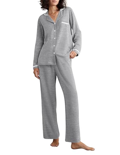 Women's Pajama Sets Long Sleeve Button Down 2 Piece Pjs Soft Lounge Sets Notch Collar Sleepwear