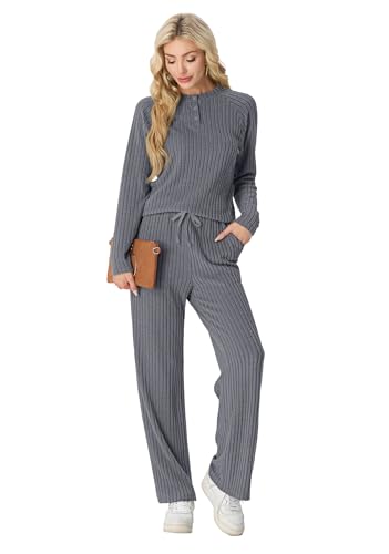 Womens Pajama Sets Pajamas Fall Winter Long Sleeve Lounge Set Two Piece Soft Pjs
