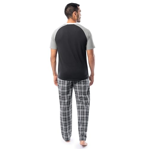 Men's Jersey Henley Top and Broadcloth Pant Sleep Pajama Set
