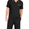 Mens Pajamas Set Summer Pjs Sets Lightweight Short Sleeve Pajama Soft Sleepwear Loungewear with Pockets