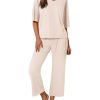Lounge Sets for Women Comfy Pajamas Set 2 Piece Outfits Short Sleeve Tops and Wide Leg Pants with Large Pockets