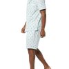 Men's Lightweight Woven Short Pajama Set with Notch Collar and Button Loungewear
