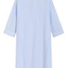 Women's Cotton Button Down Nightgown Seersucker 3/4 Sleeve Nightshirt