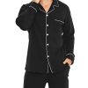 Men Pajamas Set Comfy Modal Pjs Button Down Sleepwear 2 Piece Long Sleeve Lounge Set Soft Nightwear with Pockets