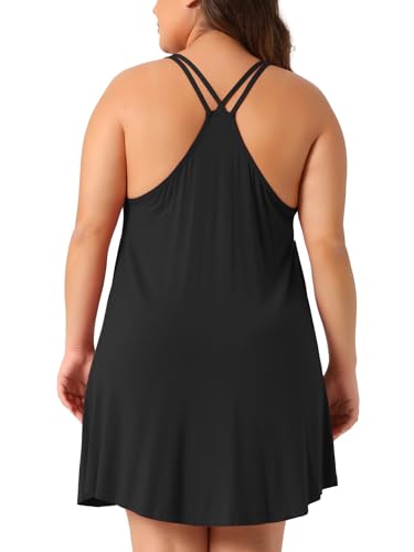 Plus Size Women's Nightgown Spaghetti Strap V Neck Sleeveless Racerback Sleepwear Chemise Nightdress