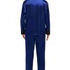 Couples Satin Pajama Set Women & Men Long Sleeve Sleepwear Button Down Loungewear Silky Pj Set with Long Pants
