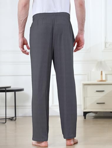 Men's Lightweight Pajama Pants Soft Lounge Sleep Joggers Adjustable Drawstring & Pockets All-Season Sleepwear