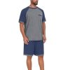 Mens Pajamas Set Lightweight Summer Pjs Sleepwear Soft Comfy Short Sleeve Loungewear Print With Pocket (S-4XL)