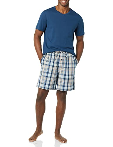 Men's Cotton Poplin Pajama Short with Cotton T-Shirt Set