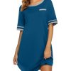 Cotton Nightgowns for Women Soft Sleepwear Comfy Short Sleeve Sleep Shirts Crew Neck Night Shirts with Pocket S-3XL