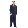 Mens Cotton Pajama Set, Soft Long Sleeve Pajamas for men Lightweight Button Up Sleepwear Lounge Pjs Set with Pockets