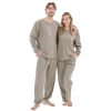 Ribbed Knit Matching Pajamas for Couples - Soft Cozy Pjs Long Sleeve Top & Wide Pant Sleepwear | Home & Lounge