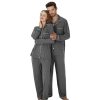 Matching Pajamas for Couples, Button Up Pjs Set for Men and Women Soft Warm Loungewear(Dark Grey, M)