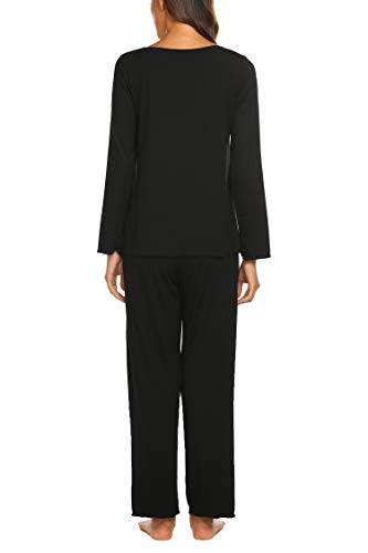 Womens Pajama Sets 2 Piece Lounge Set Fall Winter Pajamas Long Sleeve Pjs Top and Pants Soft Pj Sets Loose Sleepwear
