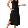 Women's Sleeveless Long Nightdress Scoop Neck Full Slip Nightshirt Loungewear Sleepdress