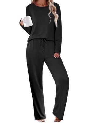 Womens Pajama Sets 2 Piece Sleepwear Fall Pajamas Soft Long Sleeve Pjs Comfy Loungewear S-XXL